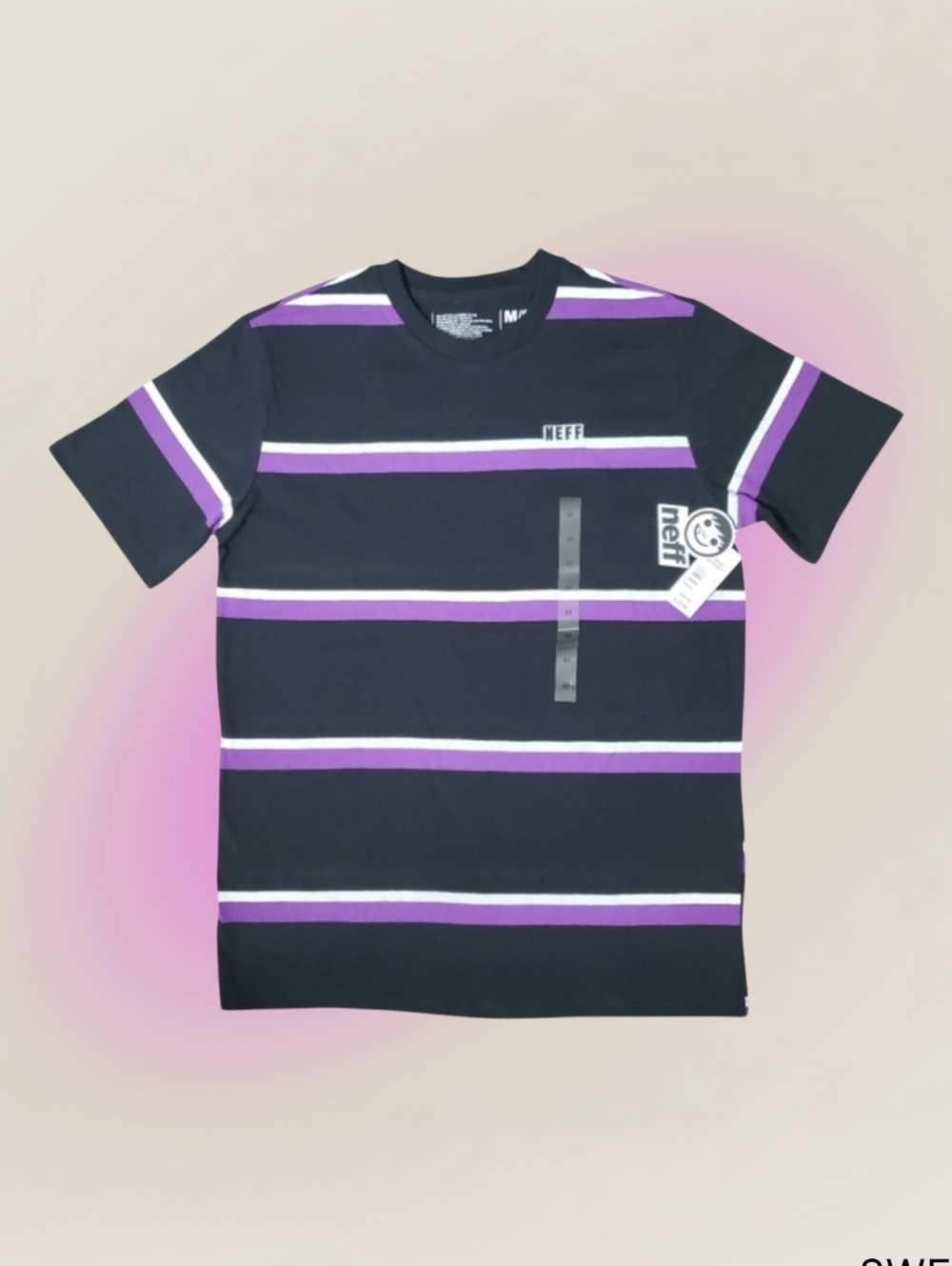 NEFF Sorenson Striped T-Shirt Black Purple White NWT SZ MEDIUM